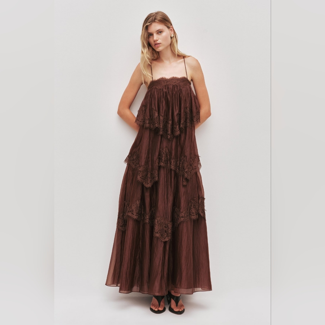 Aje Ophelia Lace Gown Maxi Dress